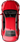 Red car top-down perspective with sunroof on transparent background