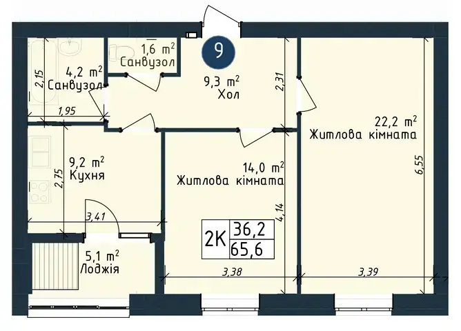 2-кімнатна квартира в ЖК Odesa City — варіант 5
