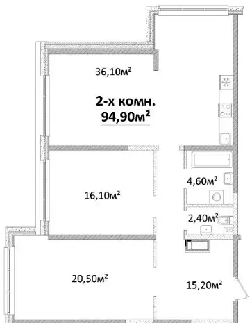3-комнатная квартира в ЖК Оскар — вариант 1