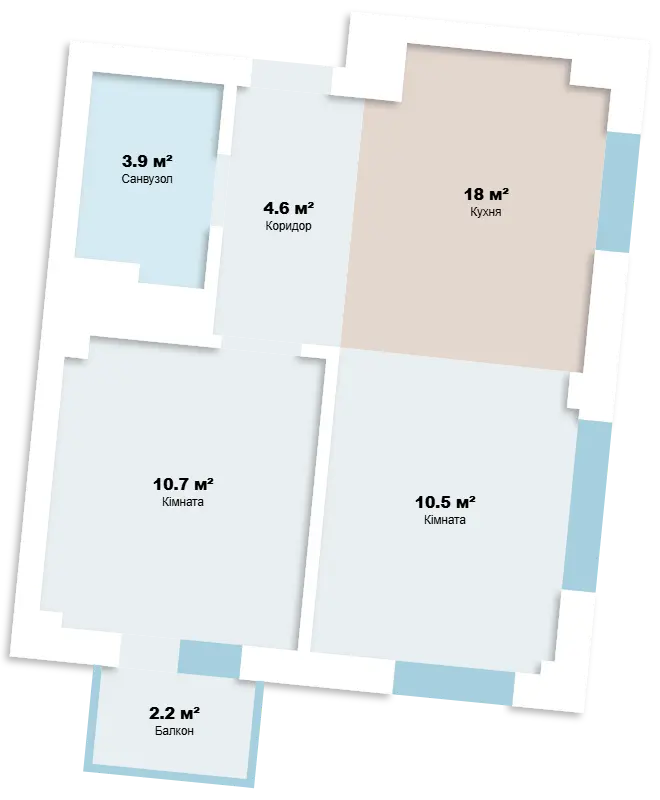 1-комнатная квартира — планировка 6