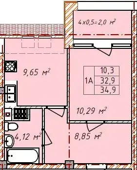 Планування 1-кімнатної квартири в ЖК Comfort Hall