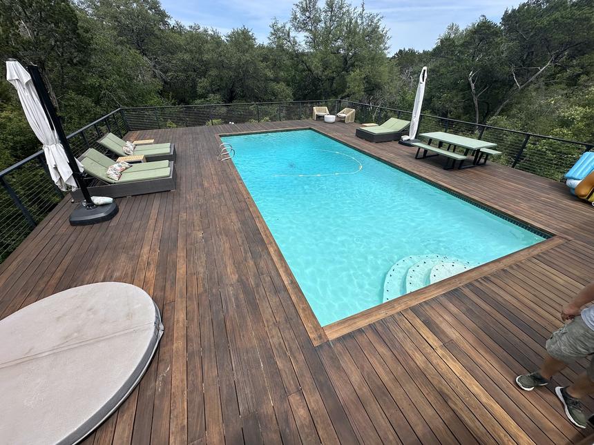 Finished IPE deck restoration photo West Lake Hills TX