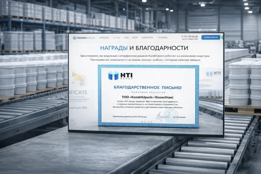 KazakhUpack awards and letters section on a monitor