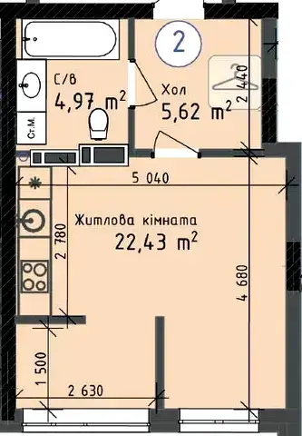 Планування студії в ЖК Odesa City