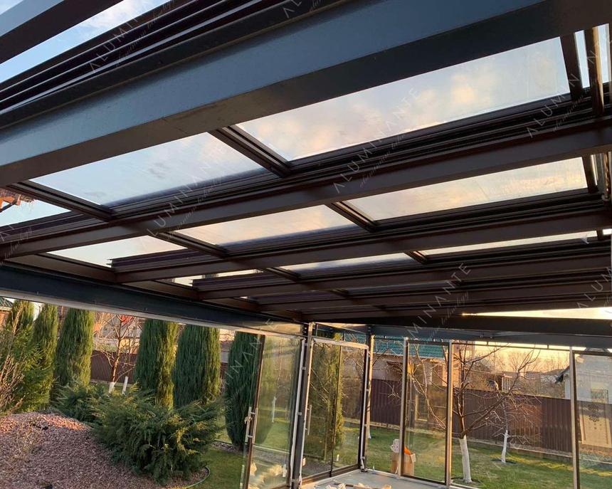 Automatic sliding glass roof 14&nbsp;×&nbsp;6 m with sliding glass on the perimeter, photo 1