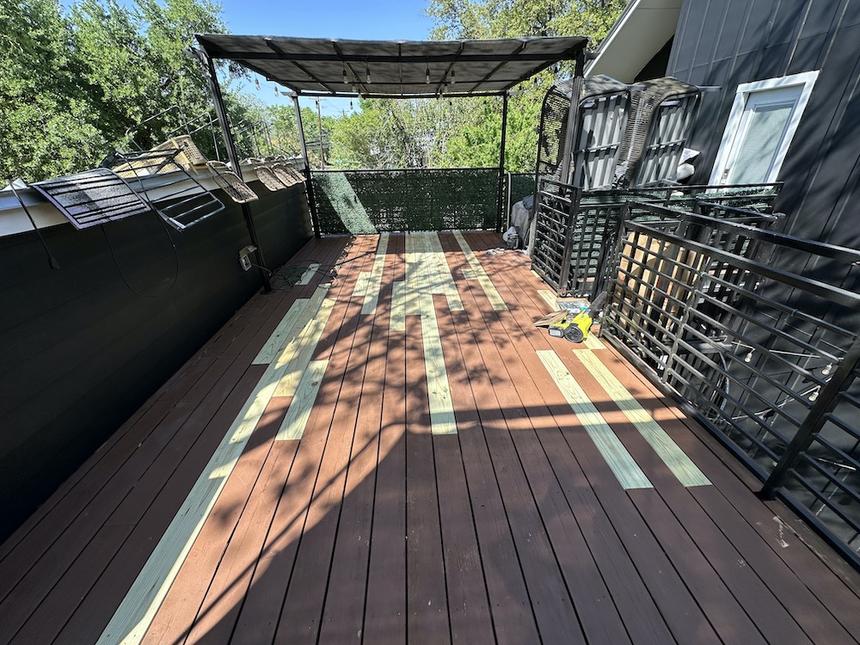 Downtown Austin wood terrace floor repair and painting — photo 6