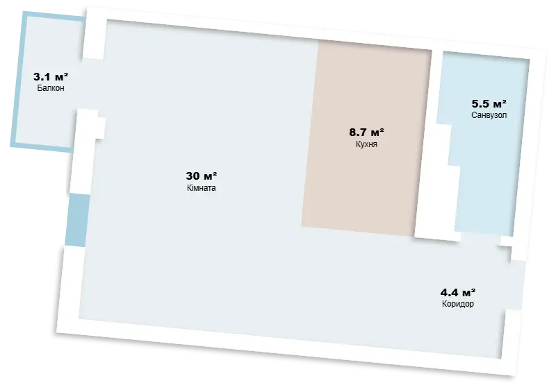1-комнатная квартира — планировка 4