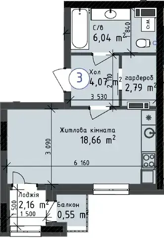 1-кімнатна квартира в ЖК Odesa City — варіант 2