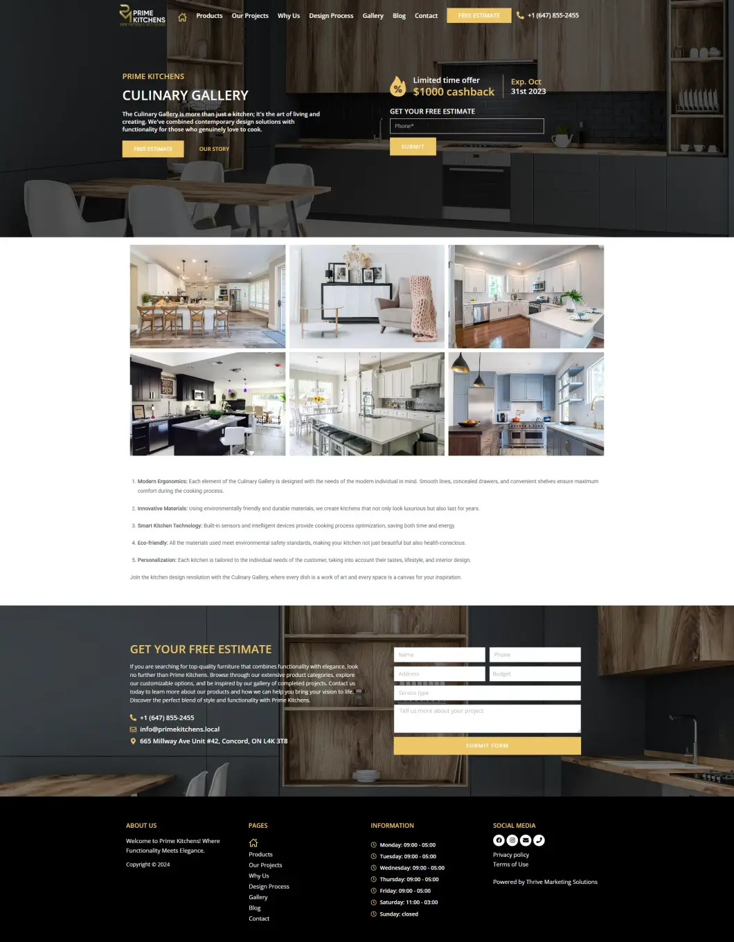 Галерея проектов на сайте Prime Kitchens