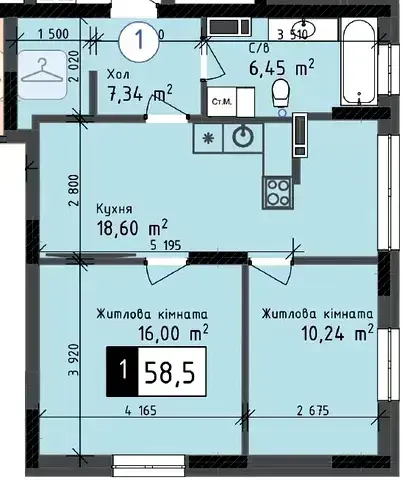 2-кімнатна квартира в ЖК Odesa City — варіант 2
