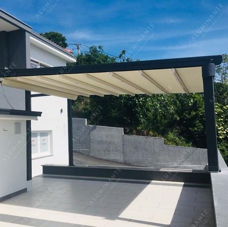 Terrace with a retractable pergola
