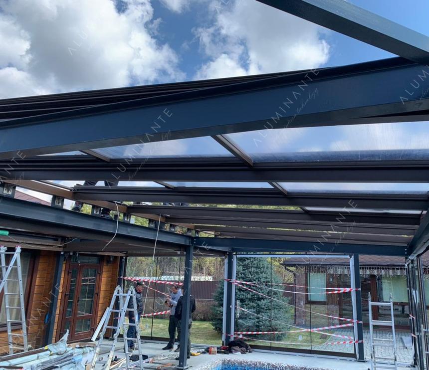 Automatic sliding glass roof 14&nbsp;×&nbsp;6 m with sliding glass on the perimeter, photo 8