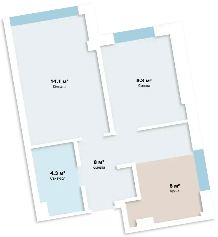 Планування 2-кімнатної квартири в ЖК Comfort Hall