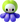 A 3D render of a cute, cartoonish octopus with a bright green and white round head, a small ruby red nose, and large eyes.