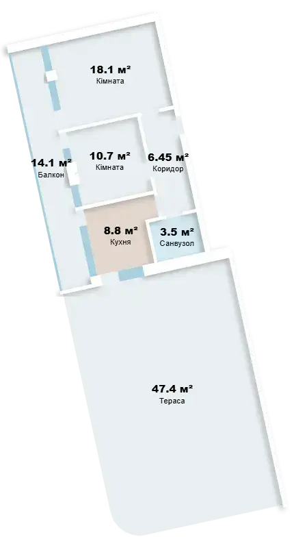2-кімнатна квартира в ЖК Море — планування 3