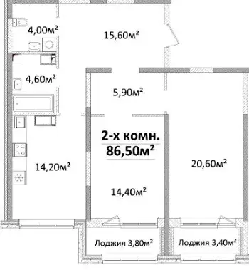 2-комнатная квартира в ЖК Оскар — вариант 5