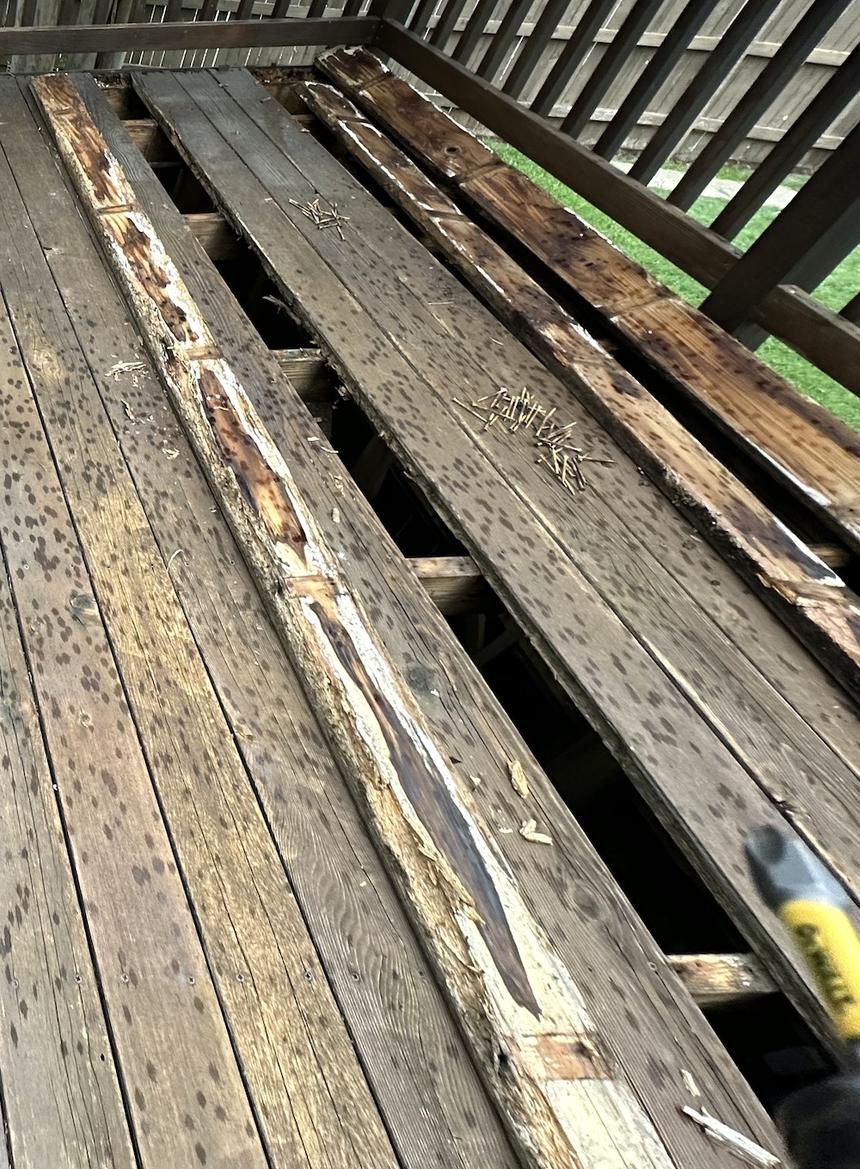 Cedar Park TX wood deck restoration — before