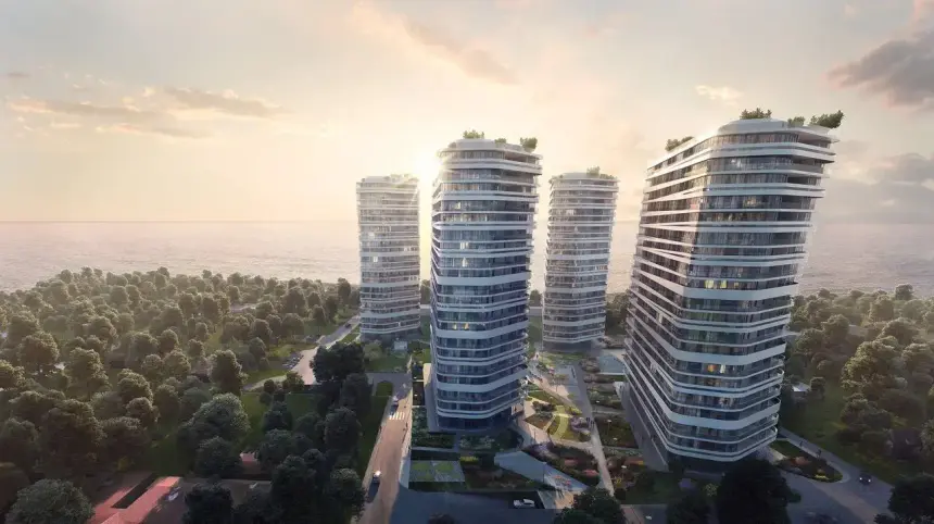 Панорама четырёх башен KANDINSKY Odessa Residence на берегу моря
