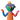 Colorful animated character with puzzled expression and ruby nose on green his face, blue hair, and orange body.