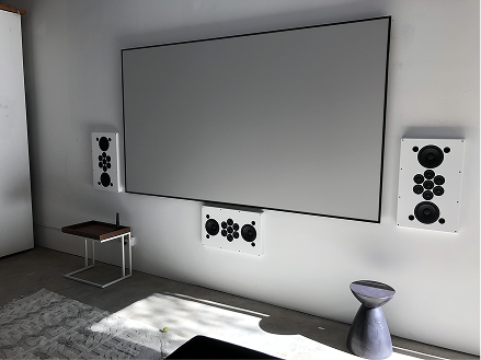 Hollywood Hills home theater with custom speakers