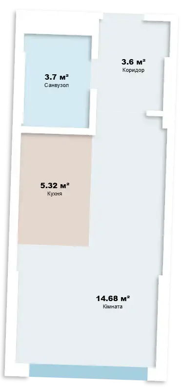Планировка 1-комнатной квартиры в ЖК Smart Hall, вариант 2