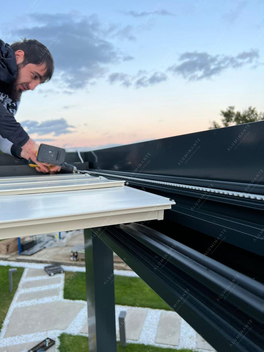 Installation of a freestanding louvered pergola