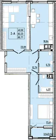 Планировка 2-комнатной квартиры в ЖК Modern — вариант 1