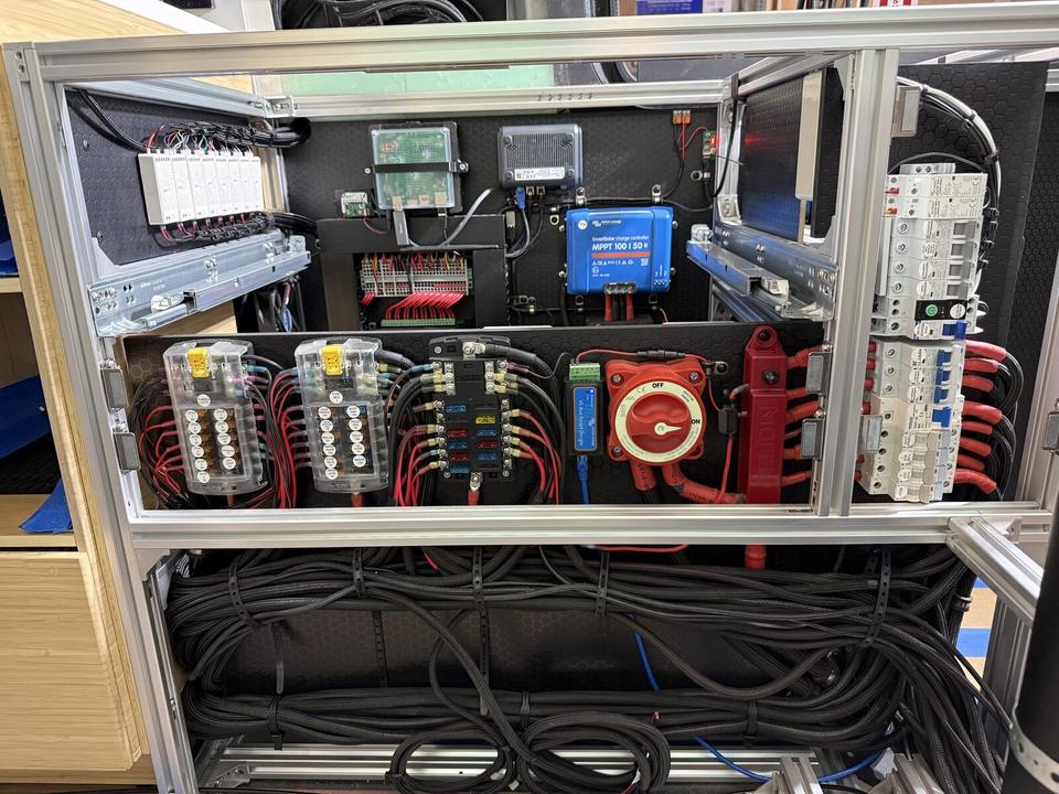 Electrical system being wired in a van