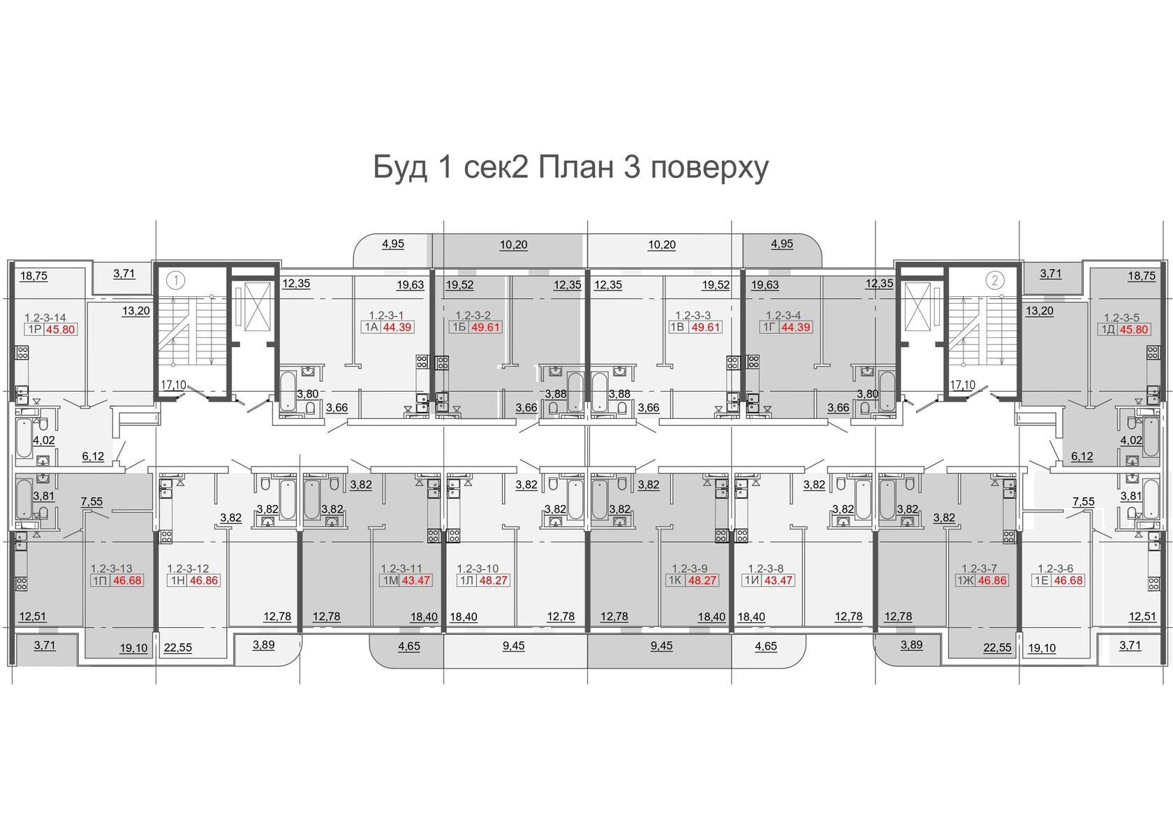 Типовая планировка этажей Кадорр на Даче Ковалевского — вариант 8