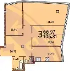 3-кімнатне планування Costa Fontana — варіант 2