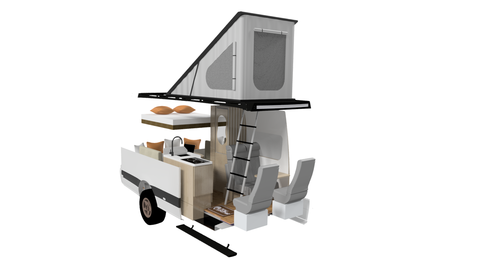 Pulsar Max interior 3D cutaway with pop-up tent