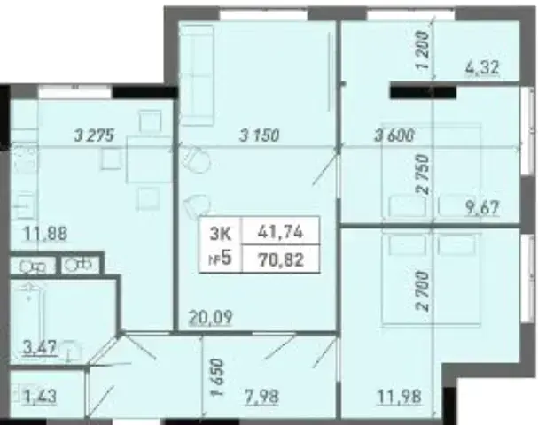 3-комнатная квартира в ЖК 34-я Жемчужина — фото 2