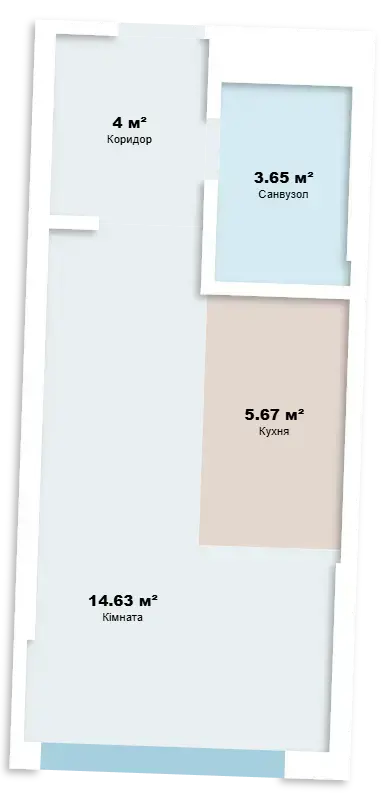 Планировка 1-комнатной квартиры в ЖК Smart Hall, вариант 3