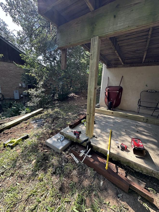 Deck restoration Austin TX — structural post replacement and surface refinishing