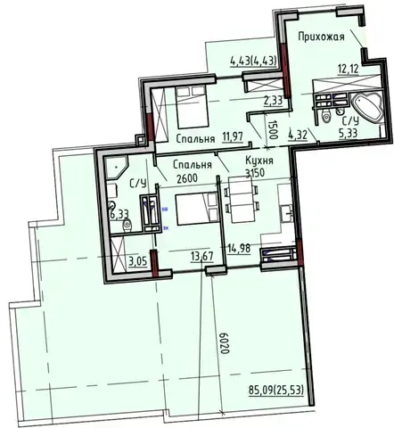 2-комнатные квартиры — фото 5