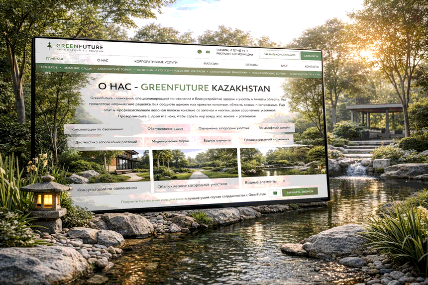 Страница портфолио GreenFuture на планшете