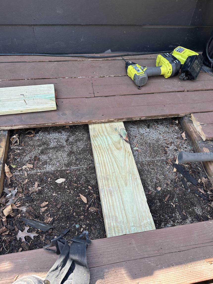 Downtown Austin wood terrace floor repair and painting — photo 3