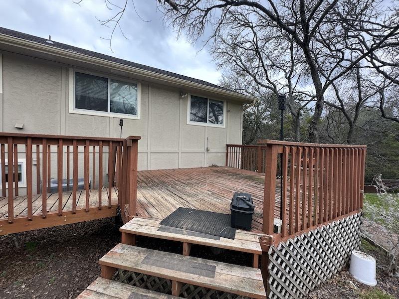 Two wooden decks and bridge restoration Austin TX — before