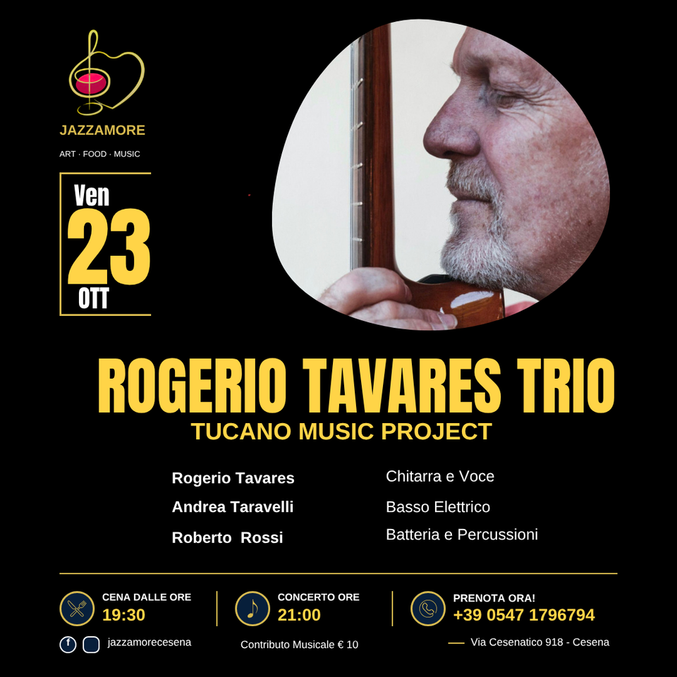 Locandina Rogerio Tavares Trio, 23 ottobre 2026 al Jazzamore di Cesena