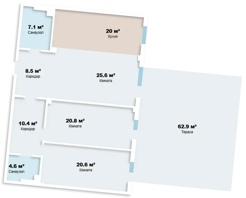 2-комнатная квартира — планировка 3