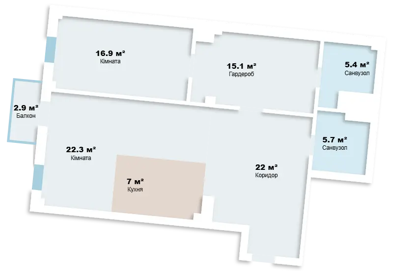 2-комнатная квартира — планировка 2