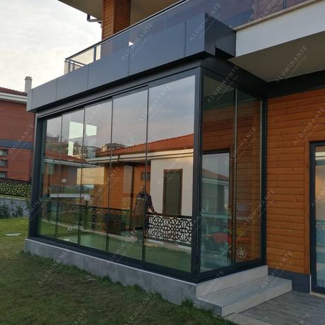 Residential terrace with sliding double glazing