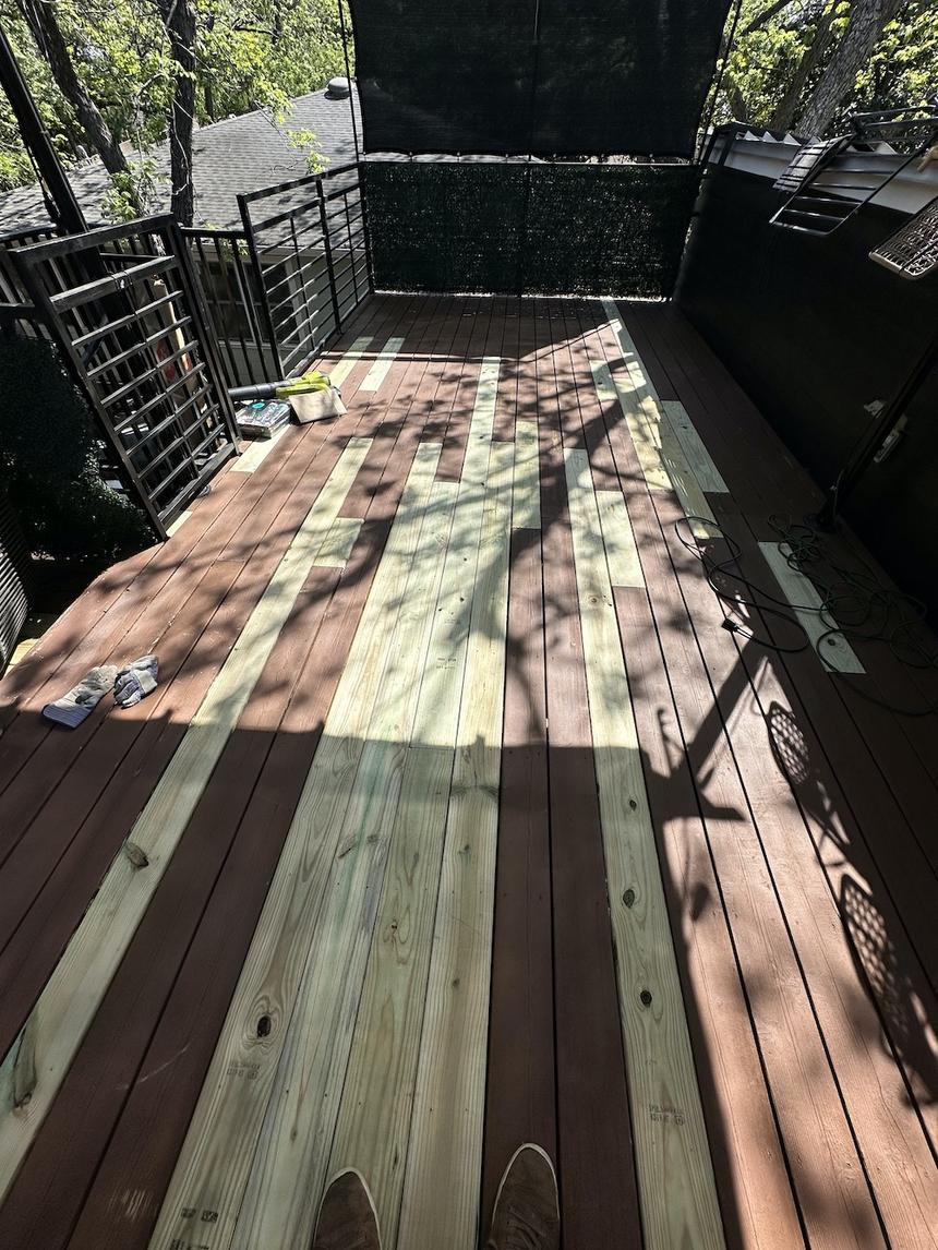Downtown Austin wood terrace floor repair and painting — photo 5
