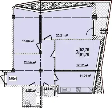 3-кімнатне планування Costa Fontana — варіант 8