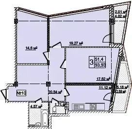 3-кімнатне планування Costa Fontana — варіант 6