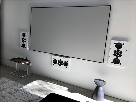 Reference screen with in-wall speakers