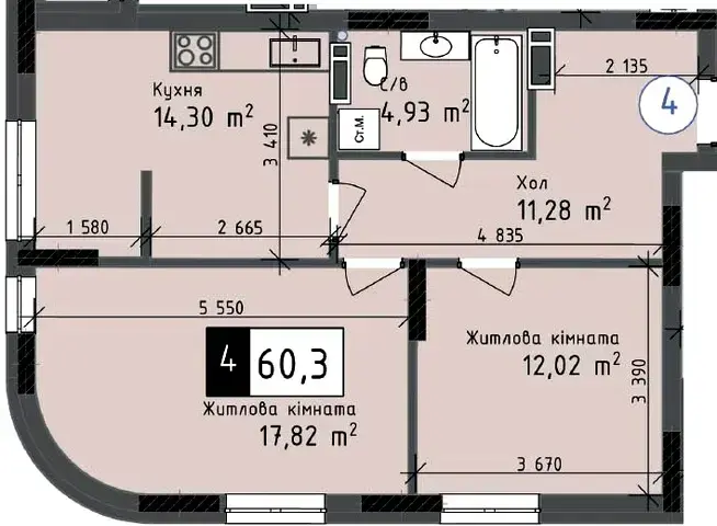 2-кімнатна квартира в ЖК Odesa City — варіант 3