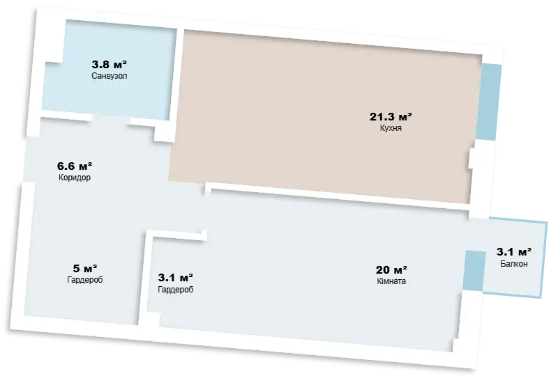 1-комнатная квартира — планировка 11