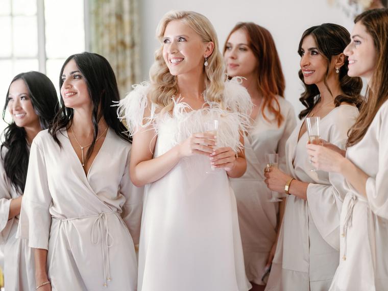 Bride and bridal party with hair and makeup by Kate Kats