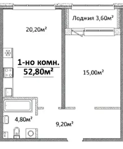 Планировка 1-комнатной квартиры в ЖК Оскар — вариант 6